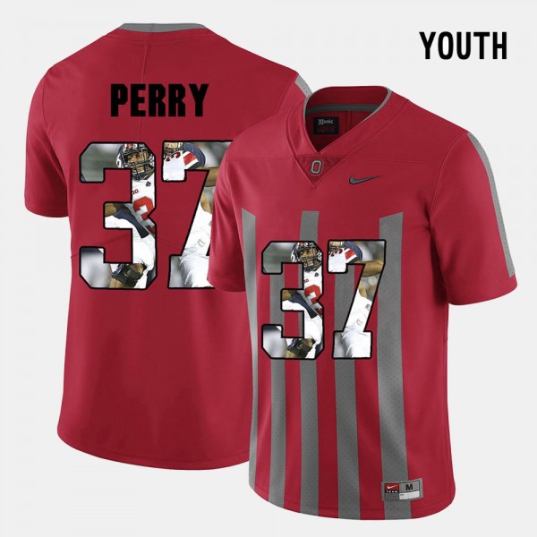 Ohio State Buckeyes Joshua Perry Youth #37 Red Pictorial Fashion College Football Jersey 2404GSFT5